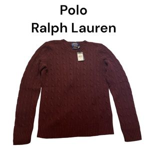 Polo by Ralph Lauren, 100% cashmere sweater, medium, burgundy, NWT, $298